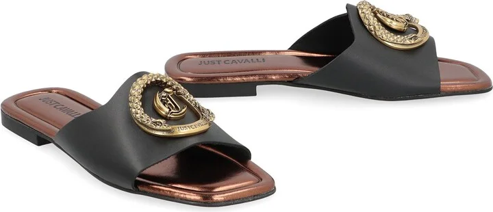 Just Cavalli Elisie Leather Slides - Image 3