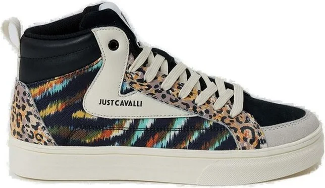 Just Cavalli Leopard Printed Lace-Up Sneakers