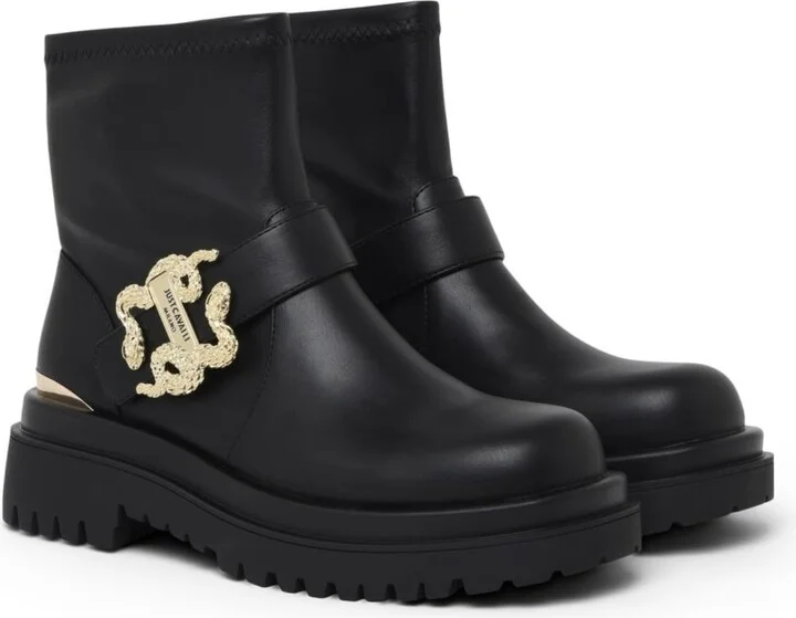 Just Cavalli Low Boots With Gold Buckle