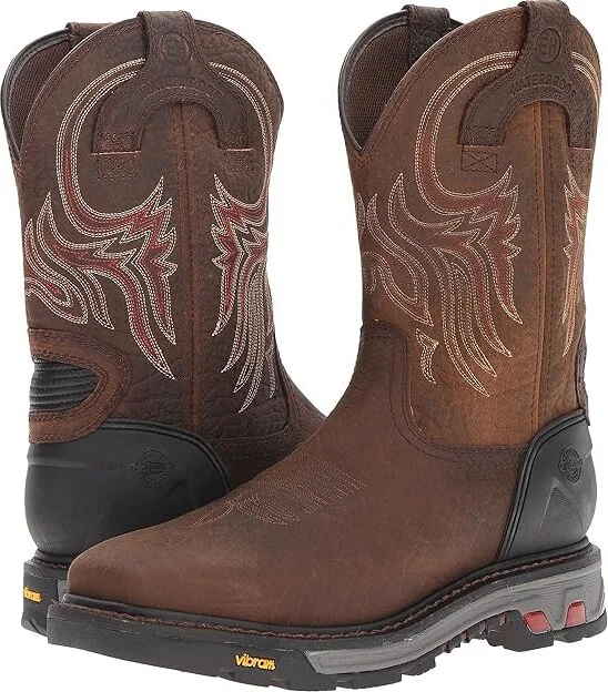 Justin Driscoll Steel Toe Cowboy Boots Brown : 7.5 D - Medium, Leather