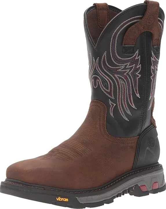 Justin Tanker Steel Toe Cowboy Boots Reddish Tan Waxy Milled Buffalo/Black Onyx : 15 D - Medium, Leather - Image 2