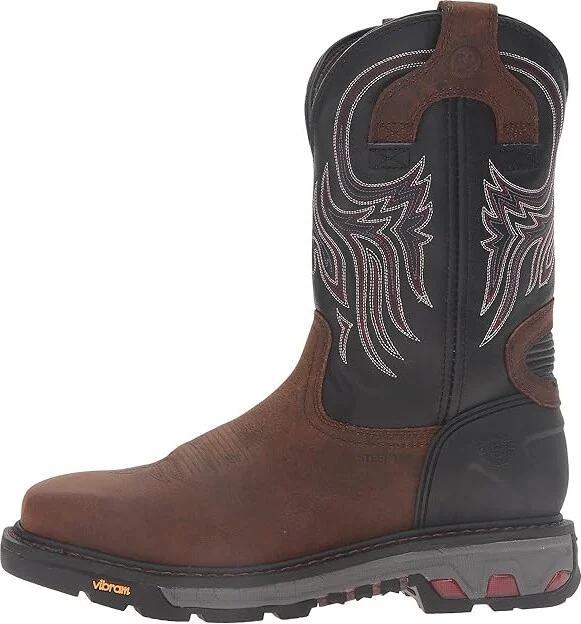 Justin Tanker Steel Toe Cowboy Boots Reddish Tan Waxy Milled Buffalo/Black Onyx : 15 D - Medium, Leather - Image 7