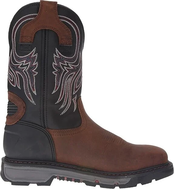 Justin Tanker Steel Toe Cowboy Boots Reddish Tan Waxy Milled Buffalo/Black Onyx : 15 D - Medium, Leather - Image 8