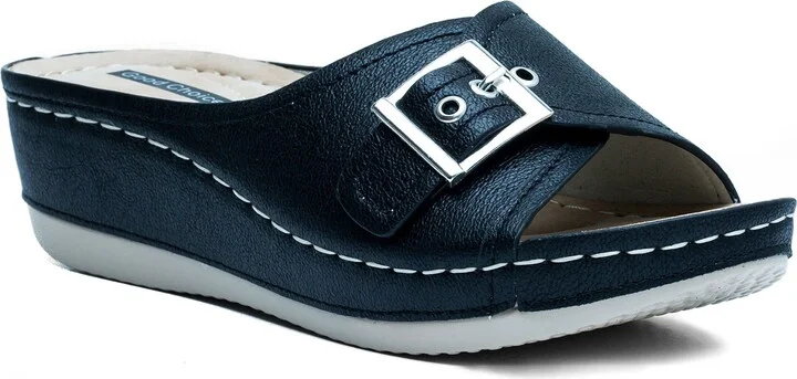 Justina Buckle Wedge Sandal