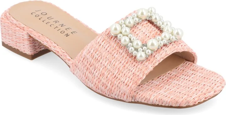 Justina Embellished Raffia Slide Sandal