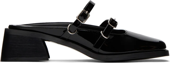 Justine Clenquet Black Andie Patent Mules