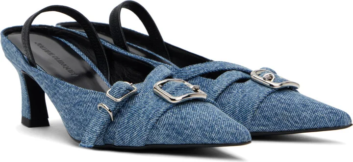 Justine Clenquet Blue Joan Slingback Heels - Image 4