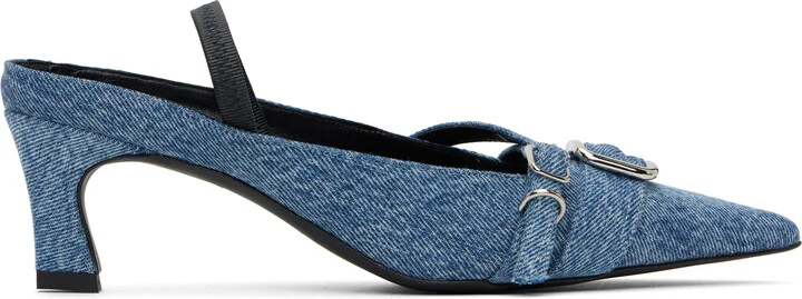 Justine Clenquet Blue Joan Slingback Heels