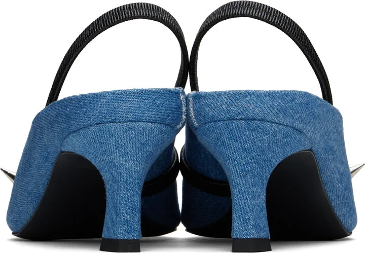 Justine Clenquet Blue Joy Denim Slingback Heels - Image 2