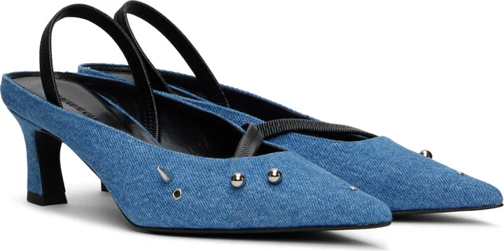Justine Clenquet Blue Joy Denim Slingback Heels - Image 4