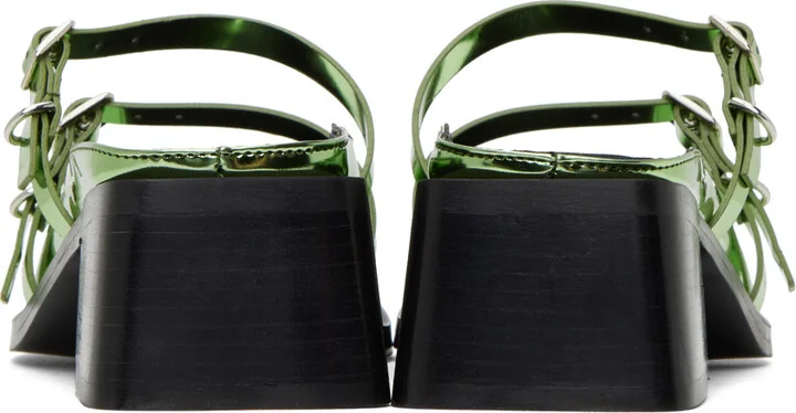 Justine Clenquet Green Andie Metallic Mules - Image 2