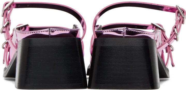 Justine Clenquet Pink Andie Metallic Mules - Image 2
