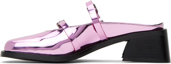 Justine Clenquet Pink Andie Metallic Mules - Image 3