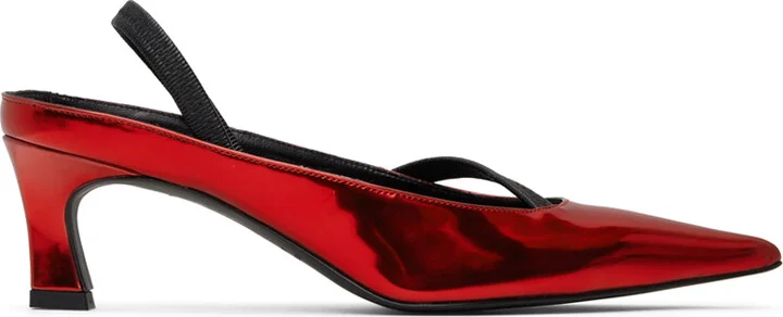 Justine Clenquet Red Sofia Slingback Heels