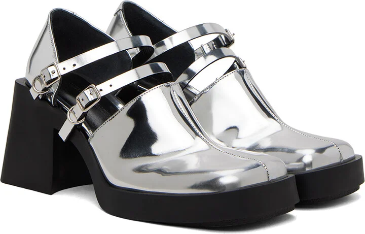 Justine Clenquet Silver Jennie Mary-Jane Heels - Image 4