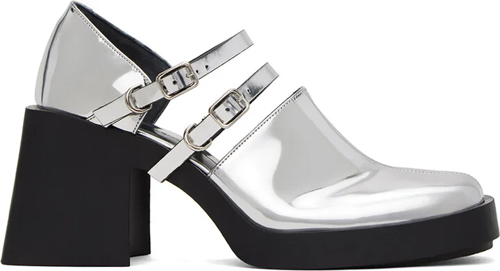 Justine Clenquet Silver Jennie Mary-Jane Heels