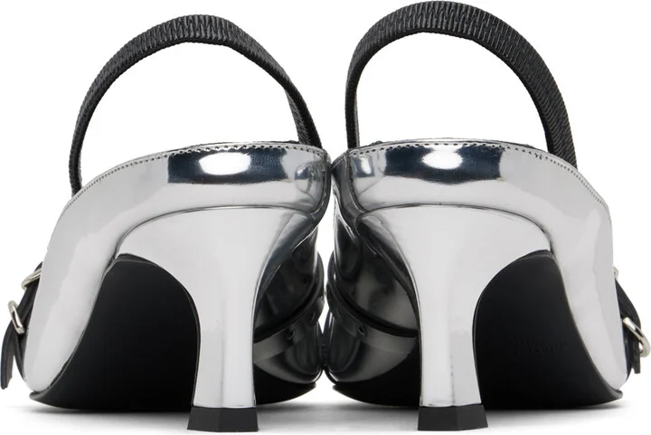 Justine Clenquet Silver Joan Slingback Heels - Image 2