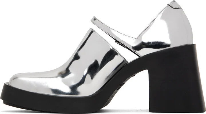 Justine Clenquet Silver Kim Mary Jane Heels - Image 3