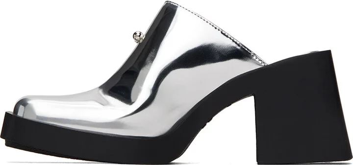 Justine Clenquet Silver Raya Mules - Image 3