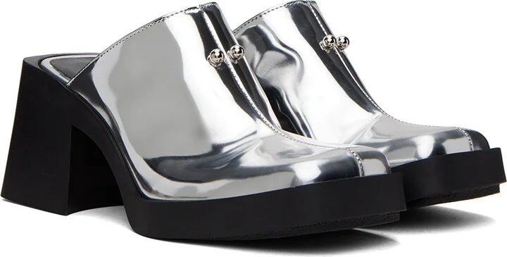Justine Clenquet Silver Raya Mules - Image 4