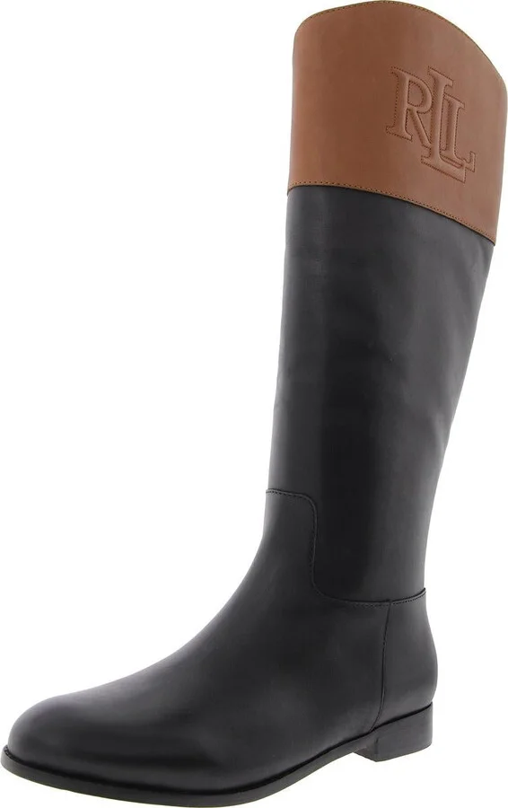 JUSTINE Womens Two Tone Leather Knee-High Boots