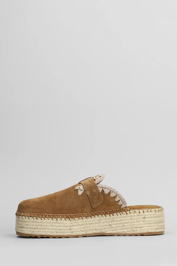Jute Clog Plain Slipper-mule In Leather Color Suede - Image 3
