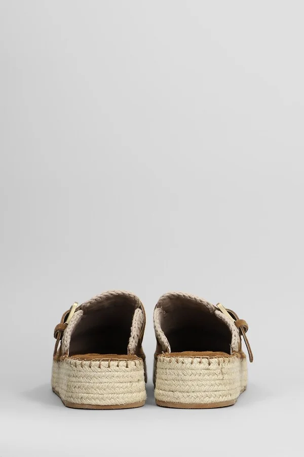 Jute Clog Plain Slipper-mule In Leather Color Suede - Image 4
