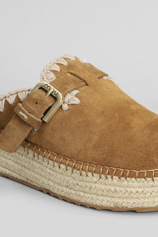 Jute Clog Plain Slipper-mule In Leather Color Suede - Image 5
