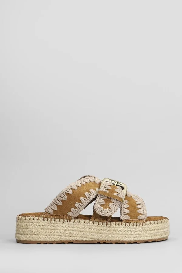 Jute Sandal Sandals In Leather Color Suede