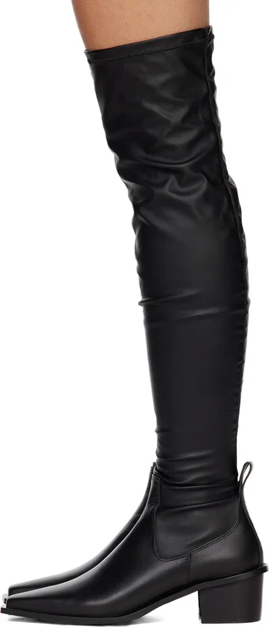 Juun.J Black High Long Boots - Image 3