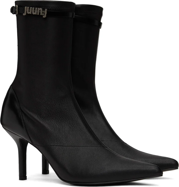 Juun.J Black Pointed Ankle Boots - Image 4