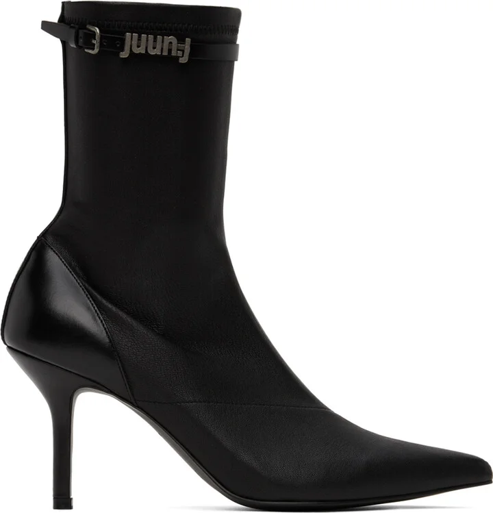 Juun.J Black Pointed Ankle Boots