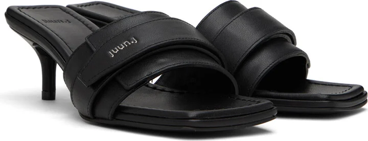 Juun.J Black Velcro Heeled Sandals - Image 4