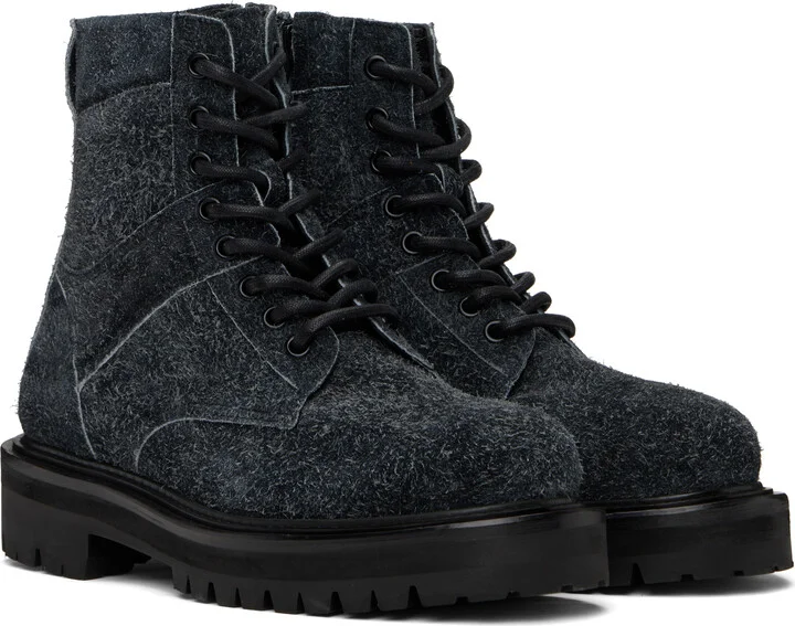 Juun.J Black Vibram Sole Nubuck Military Boots - Image 4