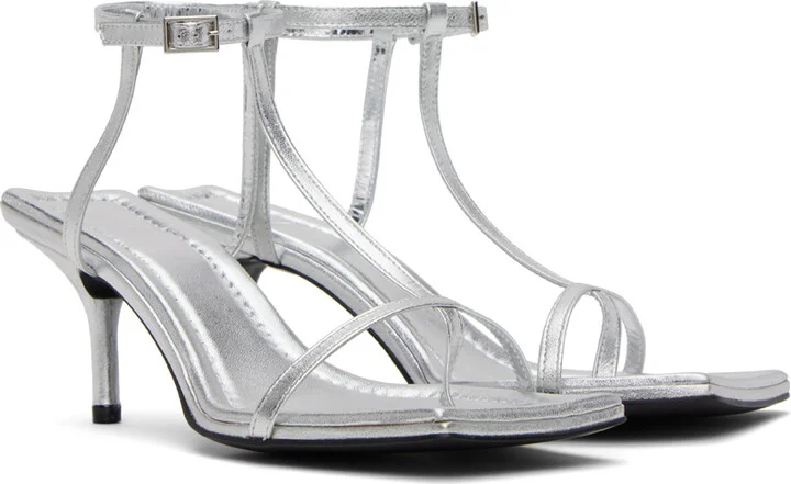 Juun.J Silver Leather Heeled Sandals - Image 4