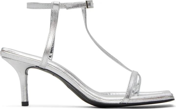 Juun.J Silver Leather Heeled Sandals