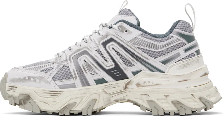 Juun.J White & Gray Synthetic Sneakers - Image 3