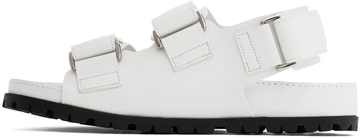 Juun.J White Leather Flat Sandals - Image 3