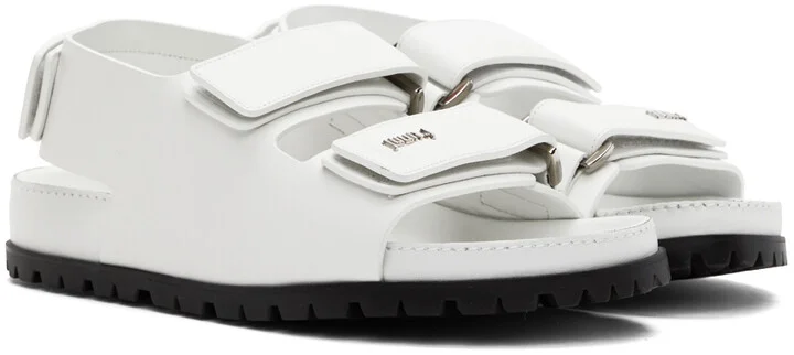 Juun.J White Leather Flat Sandals - Image 4