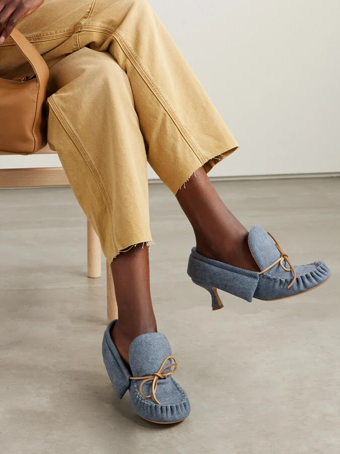 JW Anderson - Babush Bow-detailed Denim Pumps - Blue - Image 2