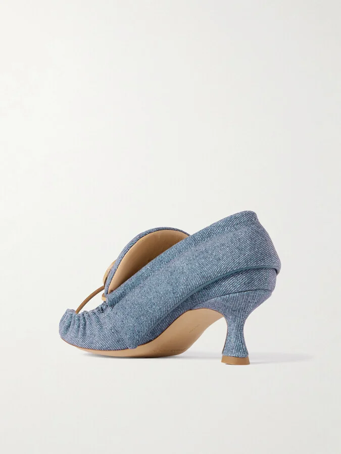 JW Anderson - Babush Bow-detailed Denim Pumps - Blue - Image 3