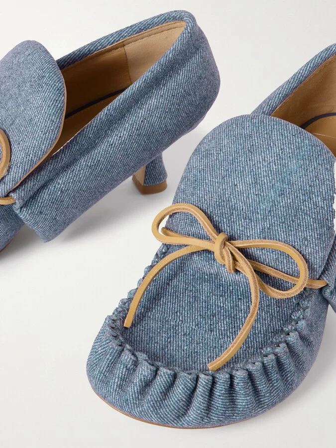 JW Anderson - Babush Bow-detailed Denim Pumps - Blue - Image 4
