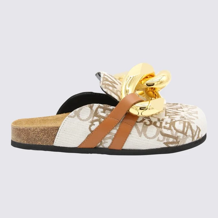 JW Anderson Beige Calf Suede Chain Mules