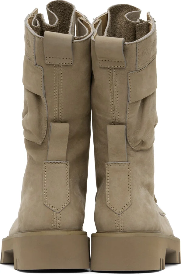 JW Anderson Beige Combat Leather Boots - Image 2