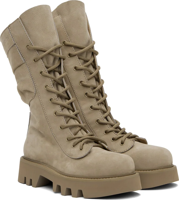 JW Anderson Beige Combat Leather Boots - Image 4