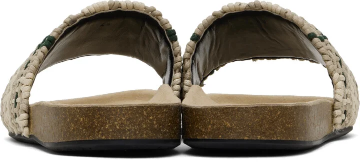 JW Anderson Beige & Green Check Sandals - Image 2