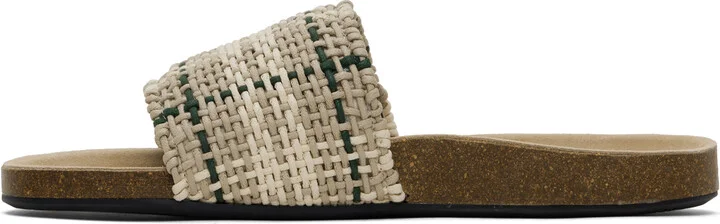 JW Anderson Beige & Green Check Sandals - Image 3