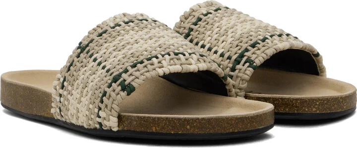 JW Anderson Beige & Green Check Sandals - Image 4