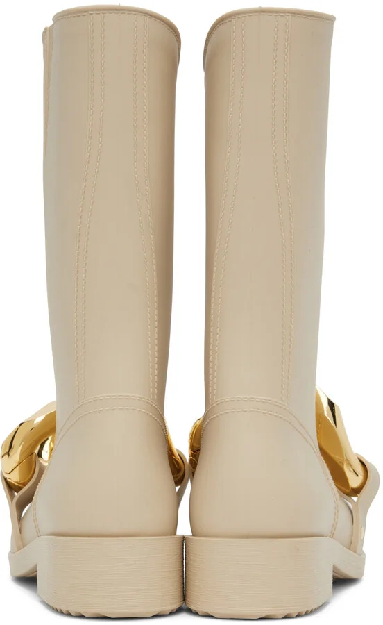 JW Anderson Beige High Chain Rubber Boots - Image 2