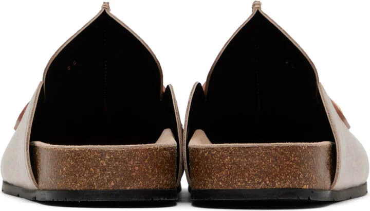 JW Anderson Beige Laminated Felt Loafer Mules - Image 2